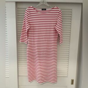 Saint James White and Pink Sheath Dress with Bateau Neckline